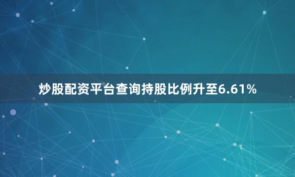 炒股配资平台查询持股比例升至6.61%